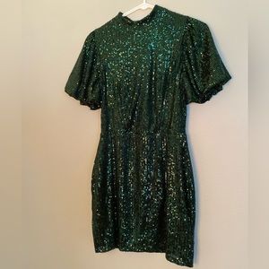 Green Sequin Mini Dress